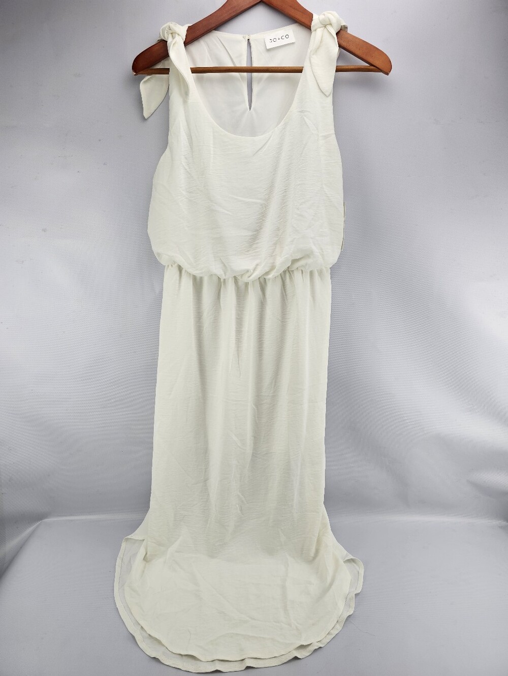 JO+CO Swoon Worthy White Sleeveless Midi Blouson Dress Boutique Fashion Medium